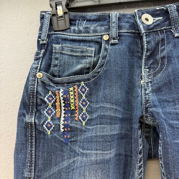 Cowgirl Tuff Jeans Women's 24x33 (0) Blue Aztec Mustang Boot Cut Embroidered - Picture 11 of 16